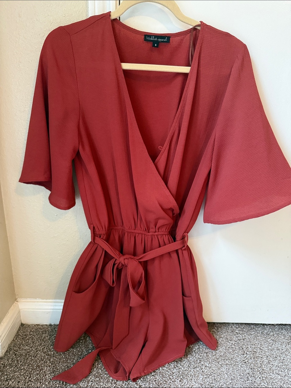 Women's Rust Red Wrap Romper